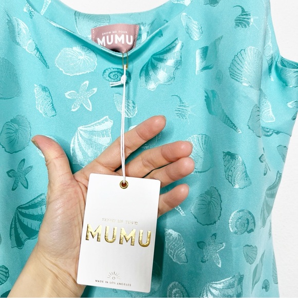 NWT SHOW ME YOUR MUMU Serenade Mini Dress in Aquamarine Shell - Picture 8 of 9